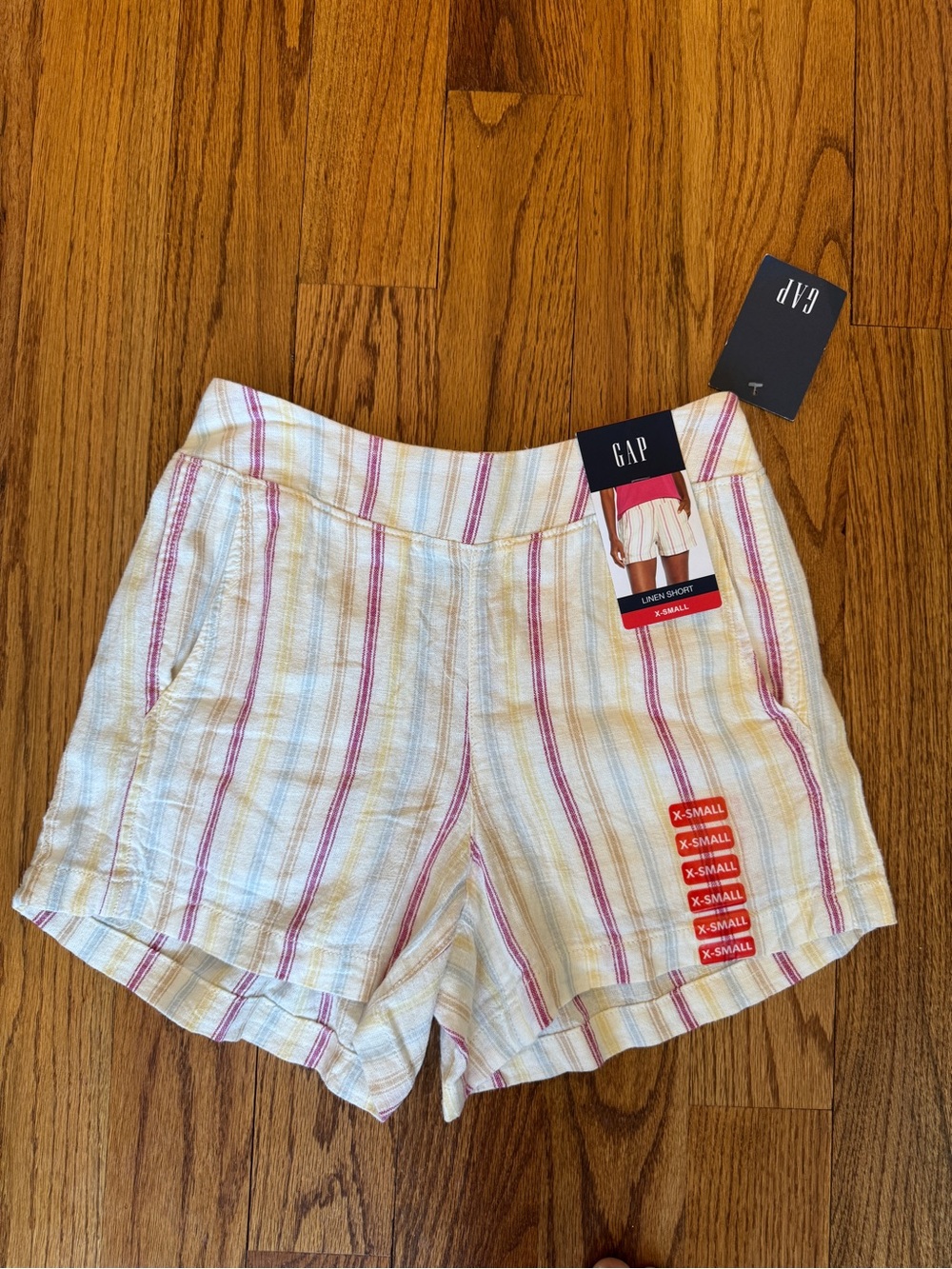 GAP Women's LINEN Shorts with Pink Stripes